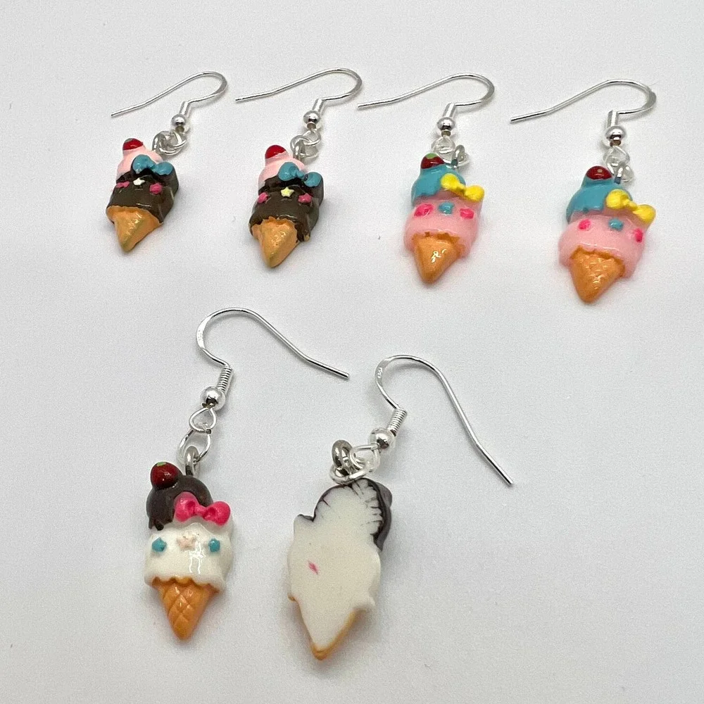 Ice Cream Earrings - Sundae Earrings - Birthday Party Earrings - Summer Earrings